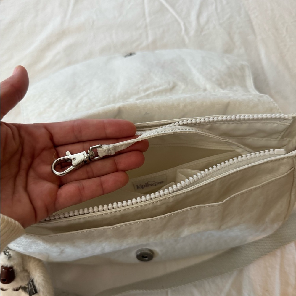 Kipling Light Gray/ Off-white Crossbody Bag with Charm - Picture 9 of 14